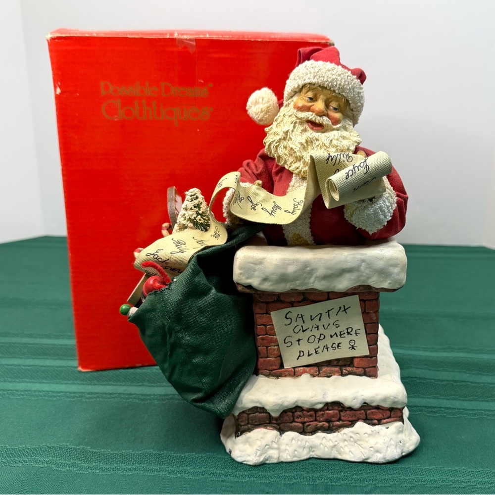 Vintage 1989 Clothtique Possible Dreams Santa  Chimney Figurine